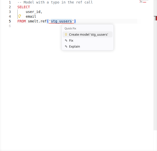 Create model quickfix