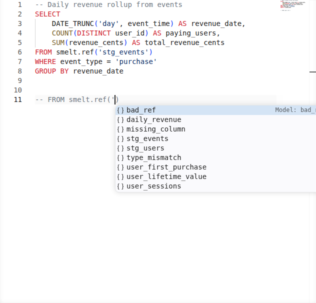 Model name completions