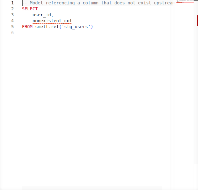 Undeclared column caught at edit time